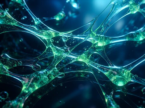 Transparent goo network with bubbles