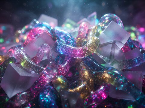 Glitter slime shapes and cubes