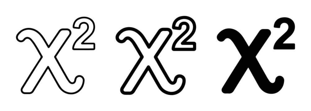 Chi Squared Symbol Variations, Math Equation Icons, Statistical Formula Graphics