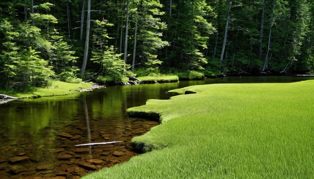 Forest river sandbar copy space