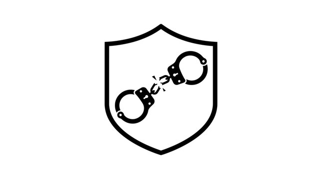 Shield with broken handcuffs icon
