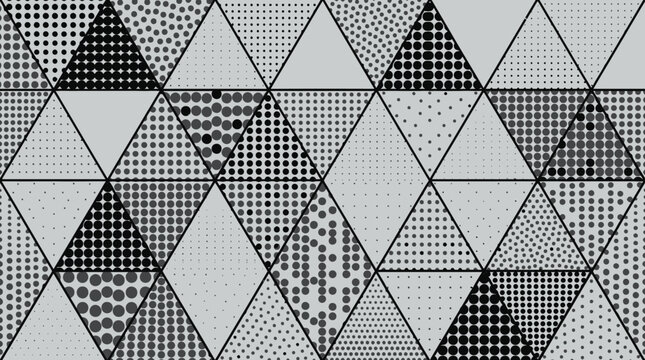 Geometric abstract background with triangle pattern and halftone dots