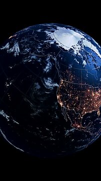 Rotating Earth Globe Focusing on Canada and North America Political Division Vertical Animation