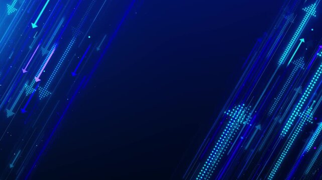 Blue diagonal arrow 19 background glowing dotted lanes, fast direction lines, dark copy space. for data transfer videos, business motion graphics, cyber intros, 19 banners, overlays.