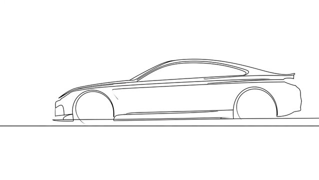 sports car line drawing white background.