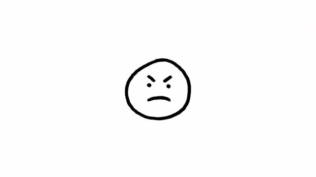 Minimalist Scribble Hand Drawn Angry Face Emotion Character Sketch Animation Artistic Line Doodle Video 4K