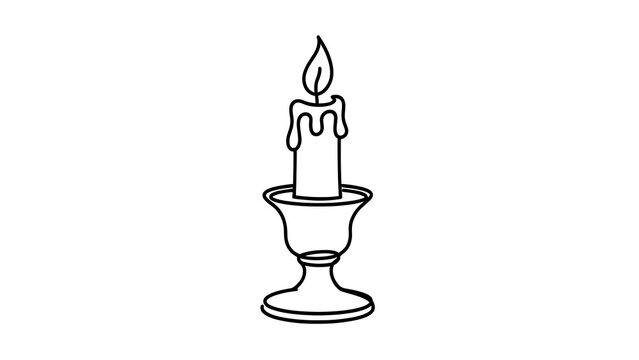 Illustrated candle on holder white background.