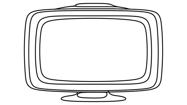 Vintage television outline drawing white background.