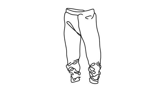 Hand drawn sweatpants illustration white background.