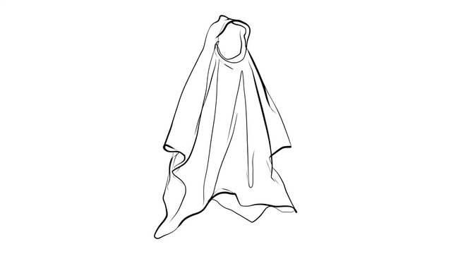 Simple black dress illustration white background.