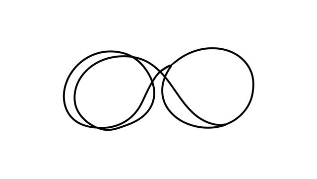 Infinity symbol line art on white background.