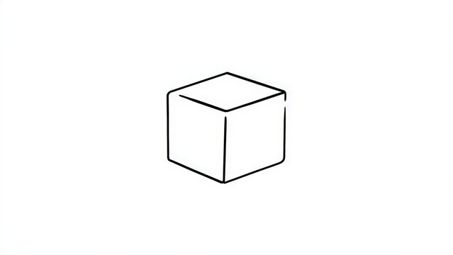 Simple geometric cube illustration white background.