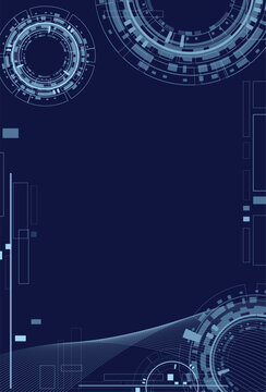 Abstract futuristic technology background with blue digital HUD interface