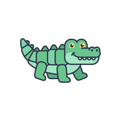 Fototapeta premium Cute crocodile cartoon icon. Friendly alligator character isolated on white background.