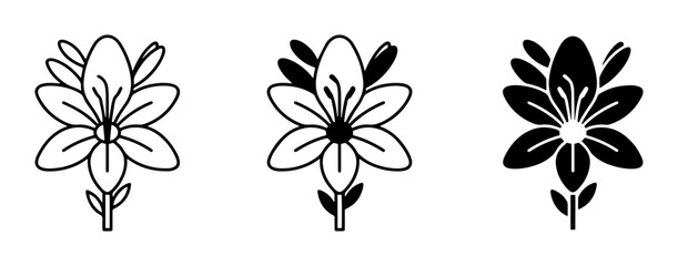 Obraz premium Simple Flower Icons, Botanical Line Art, Floral Silhouette Vector Graphics