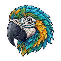 Obraz premium Vibrant Tropical Macaw Parrot Head Portrait Illustration