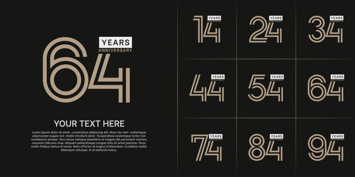 Anniversary logo type set with double line number. brown and white color can be use special moment
