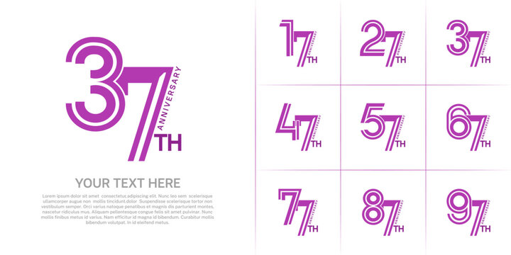 Anniversary logo type set with double line number. purple color can be use special moment