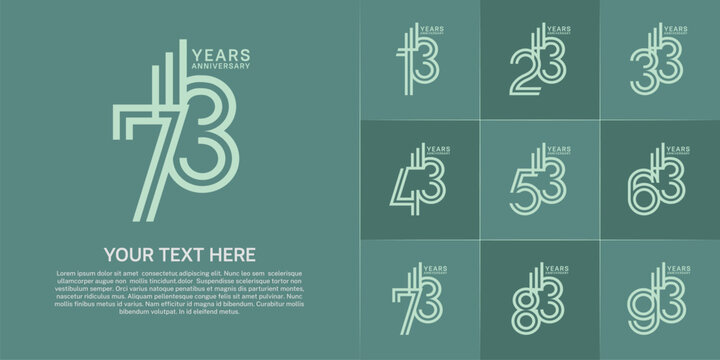 Anniversary logo type set with double line number. green color can be use special moment