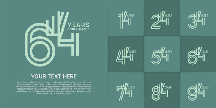 Anniversary logo type set with double line number. green color can be use special moment