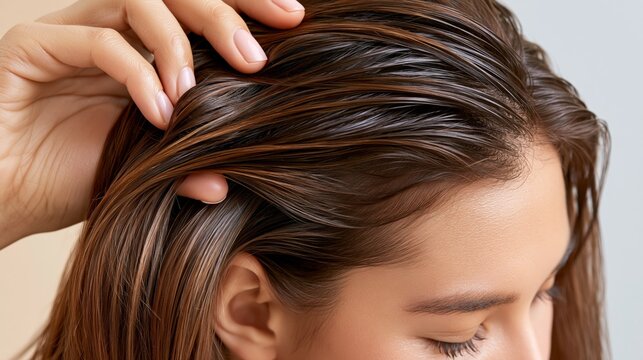 Hair conditioner smooths and strengthens hair for shiny and manageable strands in a bathroom setting Generative AI