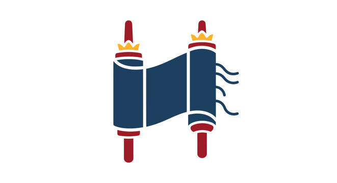 Minimalist vector illustration of a traditional Jewish Torah scroll icon.
