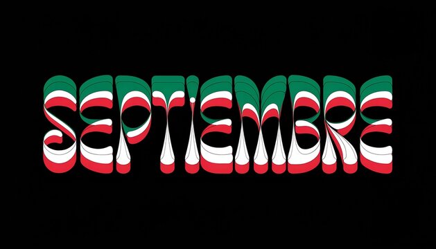 Texto del mes de Septiembre en ilustraci&oacute;n con colores verde, blanco y rojo