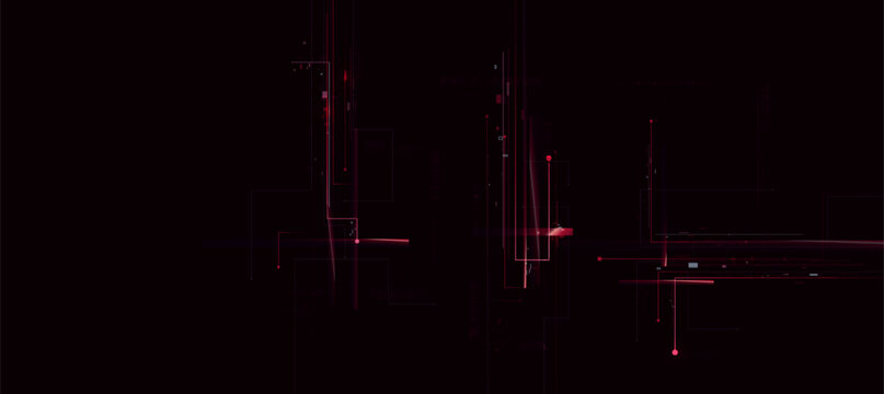 Cyber Security Abstract Dark Red Neon Circuit Glitch Hacker Technology Banner Background
