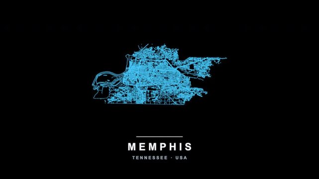 Memphis City Line Map Self Drawing Animated Overlay, Alpha 4K