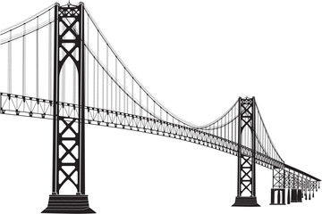 Fototapeta premium Suspension Bridge Silhouette Vector Illustration