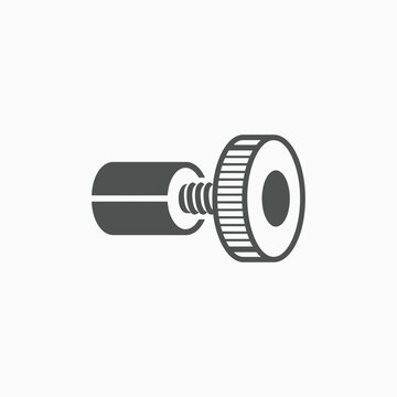 Flat vector icon of a metal thumbscrew fastener for industrial hardware manual adjustment.