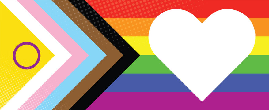 Happy pride  2SLGBTQIA+ family  Intersex Progress Flag vector illustration with grunge texture banner