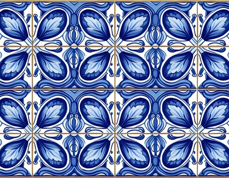 blue geometric seamless pattern mediterranean ceramic sicilian portuguese spanish tile traditional design porcelain pottery isolated on white background