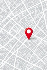 Fototapeta premium Map with red location pin showing position on a gray grid pattern Generative AI