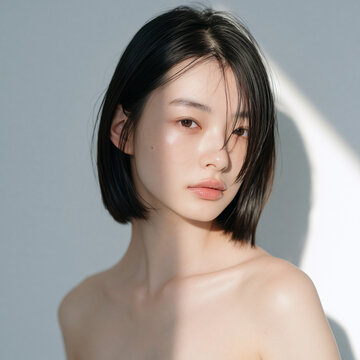 艶のある美しい白い肌の女性。 美容、スキンケア、素材