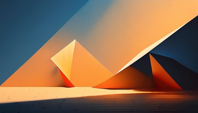 abstract shadow play with sharp edges in minimalist style