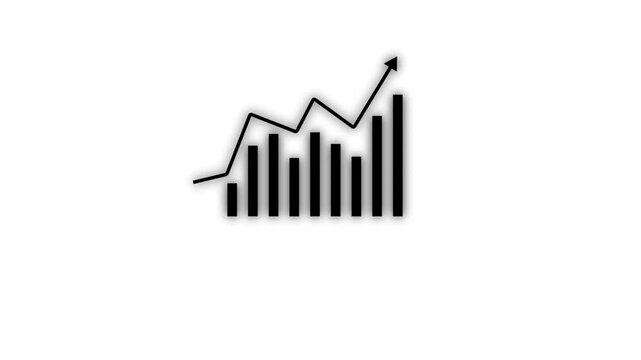 business and finance growth bar graph animation featuring rising chart columns and an upward trend line in glowing neon line style. Ideal for financial reports, investment presentations, stock market