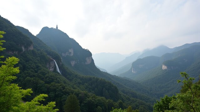 Majestic Lingshan Mountain in Clouds