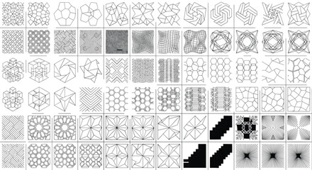 Geometric Seamless Pattern Collection with Abstract Line Art Tessellations and Modern Vector Tiles © Athier
