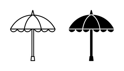 Beach umbrella icon set, parasol line and silhouette symbols for summer vacation graphics on transparent background © Tanya