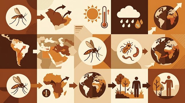 Infographic of global mosquito disease spread and climate change