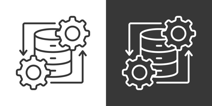 Data Preprocessing Icon Set Vector Collection Isolated In Black And White