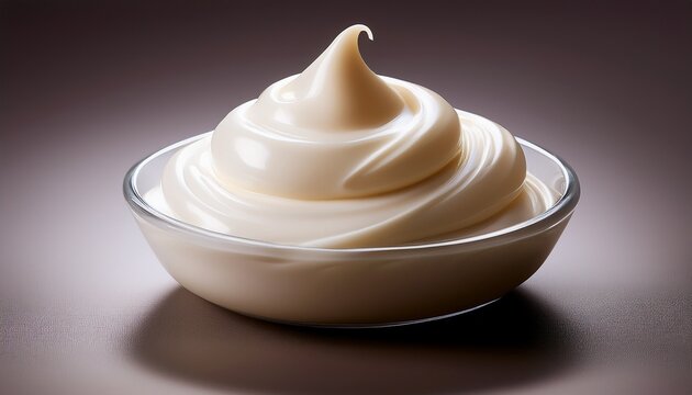 creamy white mayonnaise dollop sits solo on a clean neutral background awaiting culinary creation with soft lighting accentuating its smooth velvety texture