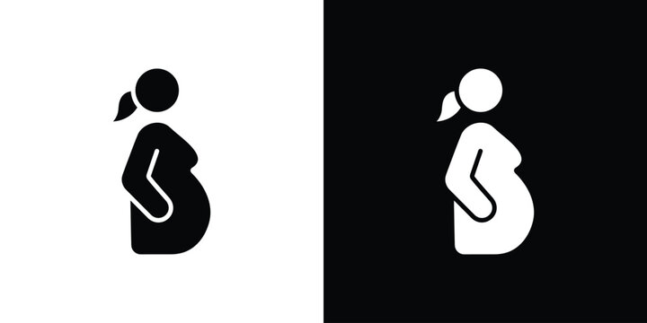 Pregnant woman icon in black, best for Web Design