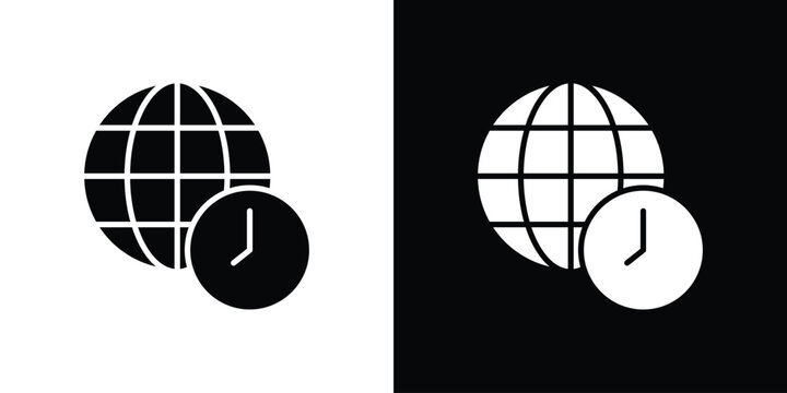 Time zones icon in black, best for Web Design