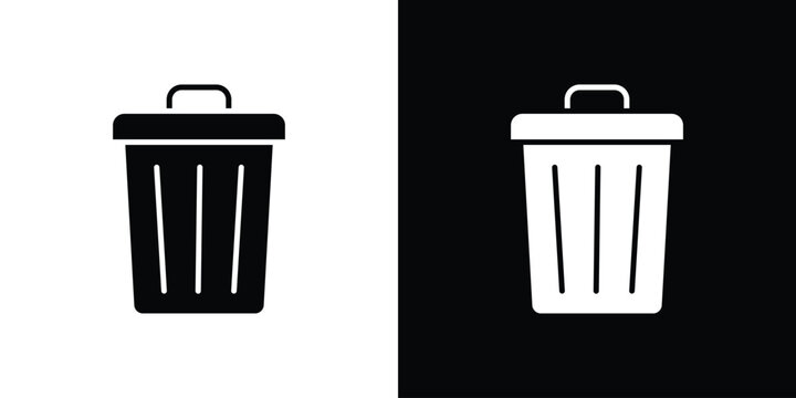 Trash Bin icon in black, best for Web Design