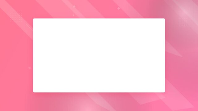 White rectangular frame on pink abstract background with moving geometric lines
