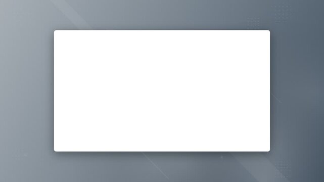 White rectangle placeholder for digital screen mockup on a grey corporate background