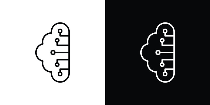 Brain circuit icon minimal symbol collection
