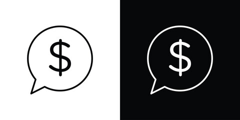 Fototapeta premium Comment dollar icon minimal symbol collection